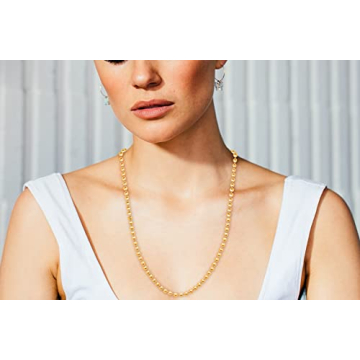 Elegant 925 Sterling Silver Bead Ball Dog Tag Chain Necklace