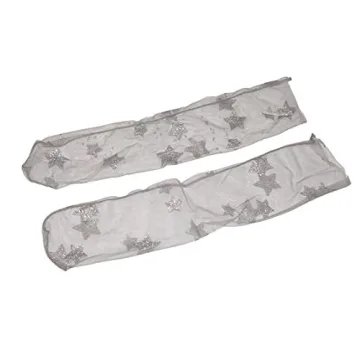 fxmimior Fashion Women Hot Glitter and Stars Tulle Socks (silver)