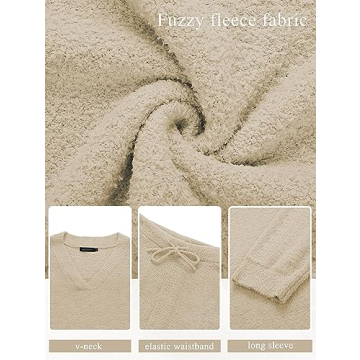 MEROKEETY Women's Fuzzy Fleece Pajama Set Winter Loungewear