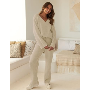 MEROKEETY Women's Fuzzy Fleece Pajama Set Winter Loungewear