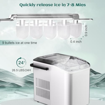 rosmena Bullet Ice Maker for Home & Office, Compact Design