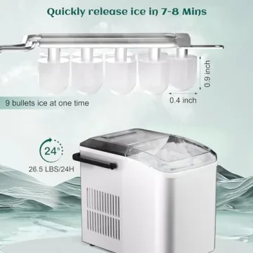 rosmena Bullet Ice Maker for Home & Office, Compact Design