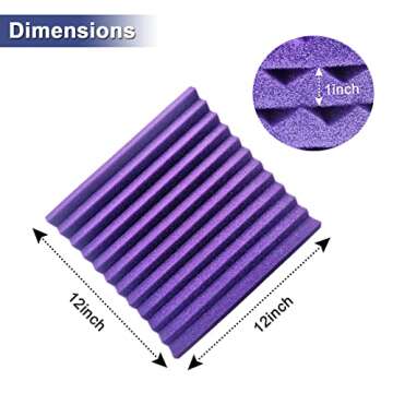 HJGFK2018 52 Pack 1" x 12" x 12" Black/purple Acoustic Wedge Studio Foam Sound Absorption Wall Panels (black/purple)