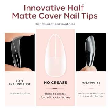 modelones Gel x Nail Kit, 4-in-One Nail Glue Gel with 500pcs Half Matte Almond Nails & Portable U V LED Nail Lamp, Upgraded Gel Nail Kit Fast Nail Extension Gel X Kit Acrylic Nail Kit Gift for Women