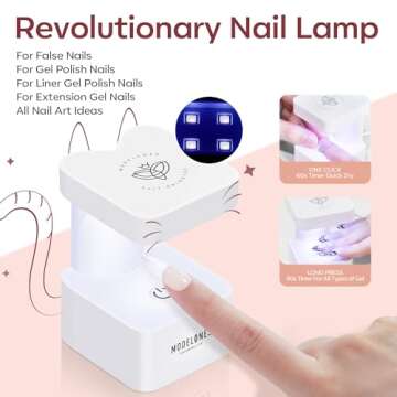 modelones Gel x Nail Kit, 4-in-One Nail Glue Gel with 500pcs Half Matte Almond Nails & Portable U V LED Nail Lamp, Upgraded Gel Nail Kit Fast Nail Extension Gel X Kit Acrylic Nail Kit Gift for Women