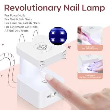modelones Gel x Nail Kit, 4-in-One Nail Glue Gel with 500pcs Half Matte Almond Nails & Portable U V LED Nail Lamp, Upgraded Gel Nail Kit Fast Nail Extension Gel X Kit Acrylic Nail Kit Gift for Women