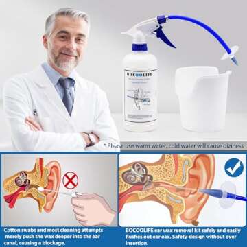 BOCOOLIFE Ear Wax Removal Kit, Ear Irrigation Flushing System Wax Cleaner Washer, Manual Ear Flush E...