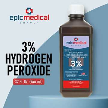 Epic Medical Supply Hydrogen Peroxide 32 oz. First Aid Antiseptic and Multipurpose Cleaner, 3% USP, ...
