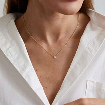 Elegant MIDEEO CZ Diamond Necklace for Women 14k Gold-Filled