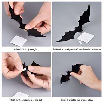 Sumind 48 Pieces Halloween Bats Stickers for Home Decor