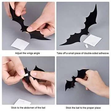 Sumind 48 Pieces Halloween Bats Stickers for Home Decor