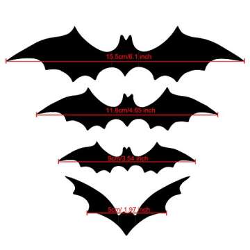 Sumind 48 Pieces Halloween Bats Stickers for Home Decor