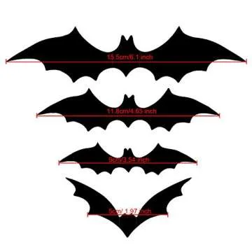 Sumind 48 Pieces Halloween Bats Stickers for Home Decor