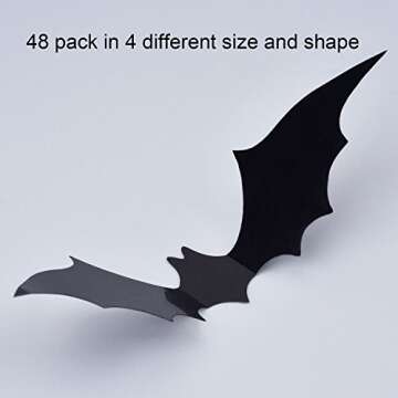 Sumind 48 Pieces Halloween Bats Stickers for Home Decor
