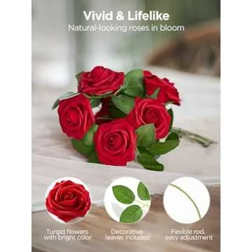 InnoGear Dark Red Artificial Roses for All Occasions