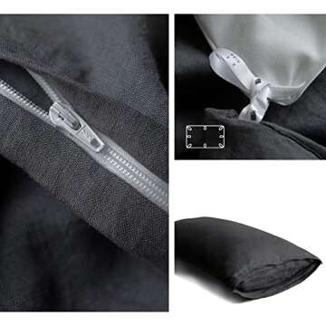 Dark Grey 100% Linen Duvet Cover Set for Luxury Comfort