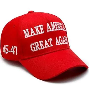 MAGA Hat Trump 2024 Hat 45-47 Embroidered Make America Great Again Donald Trump Slogan Adjustable Black Baseball Cap for Woman Men Trump Merchandise
