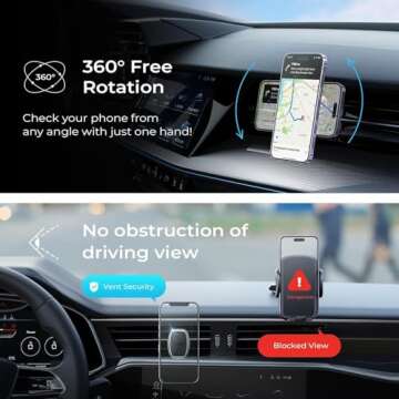 LISEN Magnetic Phone Holder for Car Upgraded Clip Ultra Car Phone Holder 6 Strong Magnets Cell Phone Holder Car Magnetic Case Friendly for Samsung S25 Ultra 4-6.7 inch Smartphones (Black)