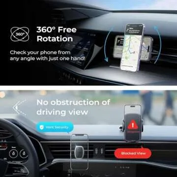 LISEN Magnetic Phone Holder for Car Easy Installation Black