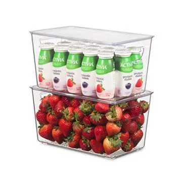 Set Of 12 Stackable Refrigerator Organizer Bins with Lids