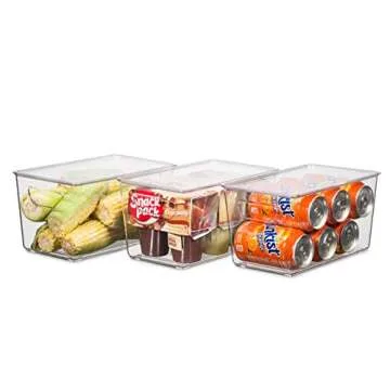 Set Of 12 Stackable Refrigerator Organizer Bins with Lids
