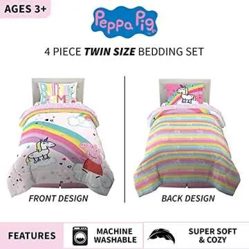 Peppa Pig Kids Bedding Set - Soft Comforter & Sheet Set