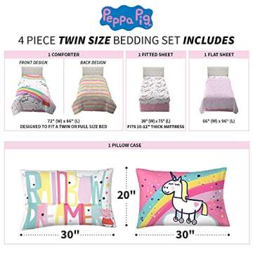Peppa Pig Kids Bedding Set - Soft Comforter & Sheet Set