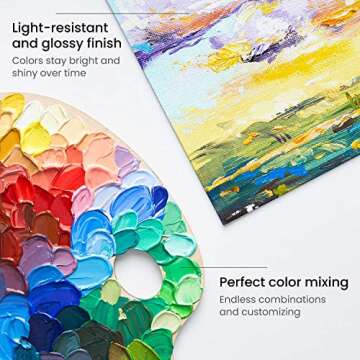 ARTEZA Acrylic Paint Set of 12 Colors, 0.74 Ounces Tubes, Non-Toxic Acrylic Artist Paints. Art Supplies for Painting