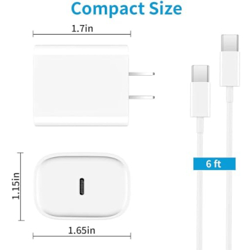 iPhone 16 Charger Fast Charging 10FT USB C Cable 20W Block