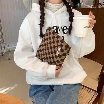 Stylish BIVIZKU Checkered Makeup Bag for All Essentials