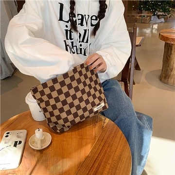 Stylish BIVIZKU Checkered Makeup Bag for All Essentials