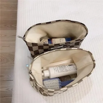Stylish BIVIZKU Checkered Makeup Bag for All Essentials