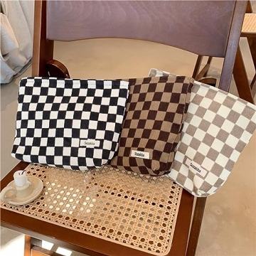 Stylish BIVIZKU Checkered Makeup Bag for All Essentials