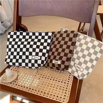Stylish BIVIZKU Checkered Makeup Bag for All Essentials