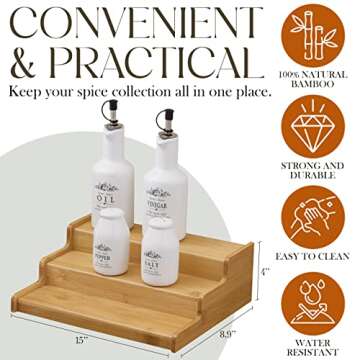 Bamboo 3-Tier Spice Rack | Elegant Kitchen Organizer