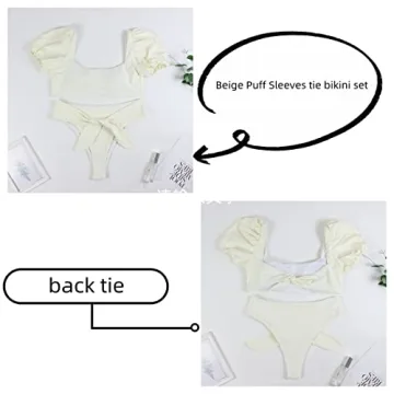 Stylish Women's High Waisted Bikini Set with Puff Sleeves