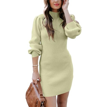 ANRABESS Stylish Turtleneck Bodycon Dress for Women