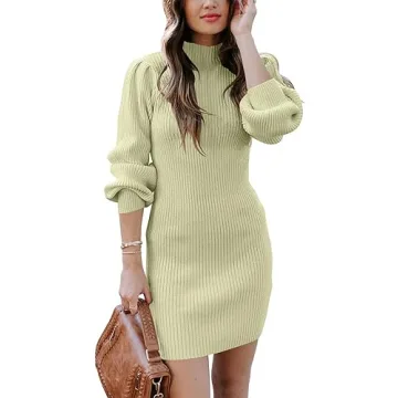 ANRABESS Stylish Turtleneck Bodycon Dress for Women