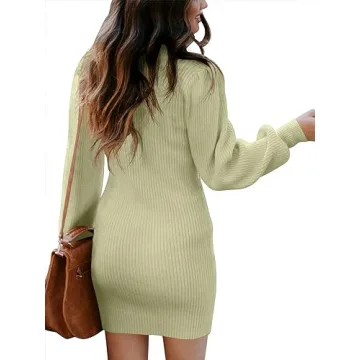 ANRABESS Stylish Turtleneck Bodycon Dress for Women
