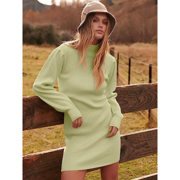 ANRABESS Stylish Turtleneck Bodycon Dress for Women