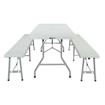 Office Star 3-Piece Folding Table and Benches Set for Any Occasion