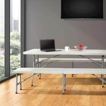 Office Star 3-Piece Folding Table and Benches Set for Any Occasion