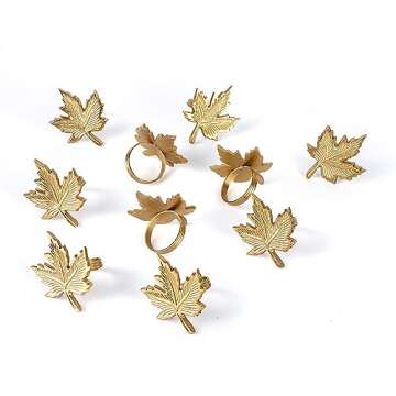 Napkin Ring Holders, Napkin Rings, Napkin Rings Set of 12, Napkin Ring Holders for Cloth Napkins, Round Serviette Rings, Napkin Ring Set, Napkin Ring Bulk - Golden Shine