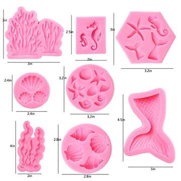 GELIFATLE Mermaid Theme Cake Mold – 8 Silicone Molds for Baking & Crafts