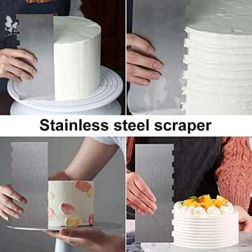 Cake Scraper Smoother - 9 Inch Metal Bench Scraper for Decorating Cakes