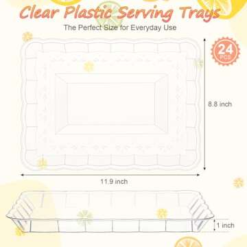 Rossesay 24-Pcs Clear Serving Trays for Events