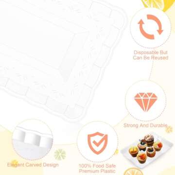 Rossesay 24-Pcs Clear Serving Trays for Events