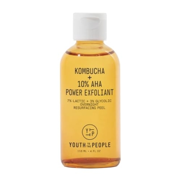 Youth To The People Kombucha + 10% Power AHA Exfoliant - Overnight Liquid Face Peel + Dark Spot Corrector for Uneven Skin Tone - 7% Lactic Acid + 3% Glycolic Acid Face Peel Exfoliator (4oz)