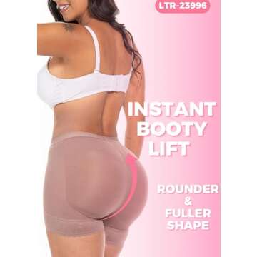 LT.ROSE 23996 Women Butt Lifter Enhancer Panties | Calzones Levanta Cola Colombianos Cocoa M