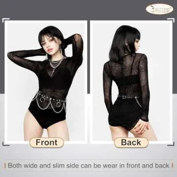 JASGOOD Punk Black Waist Chain Belt Women Leather Rave Body Goth Accessories Jewelry for Girls (Blac...